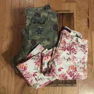 2 PAIR FLORAL JEANS